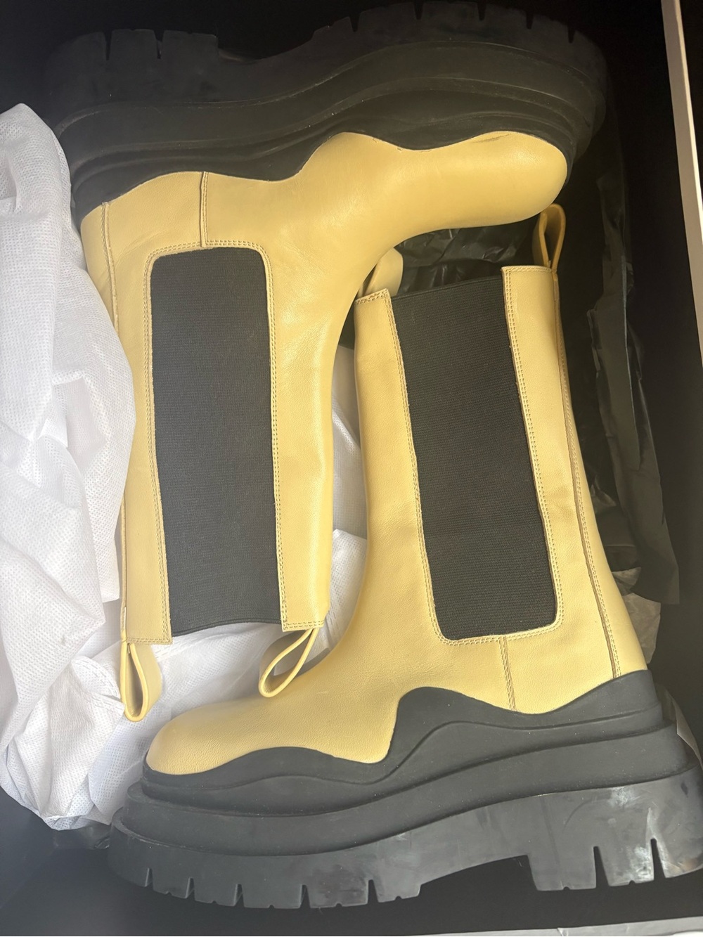 Alias Mae Yellow Chelsea Boots with Black Elastic & Chunky Sole